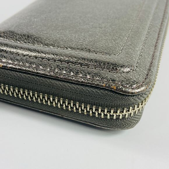 Coach Zip Around Silver Metallic Wallet - Picture 4 of 12